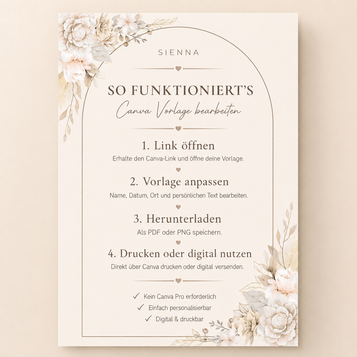 SIENNA – Hochzeitseinladung | Canva Vorlage