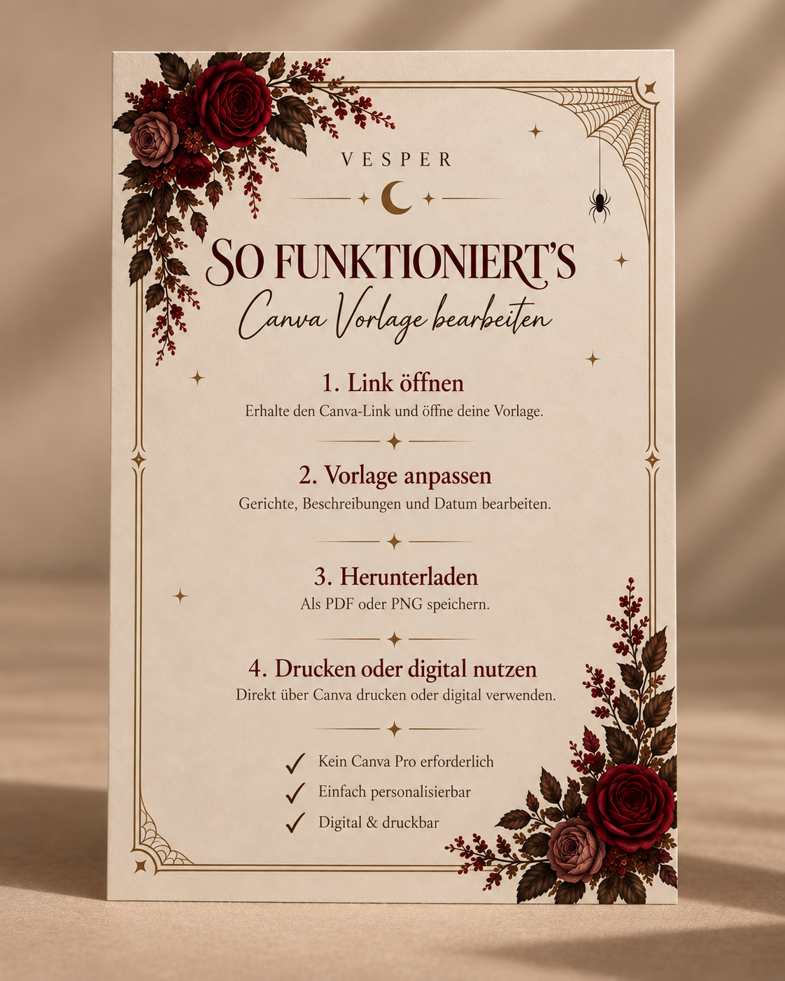 VESPER – Halloween Menükarte | Canva Vorlage