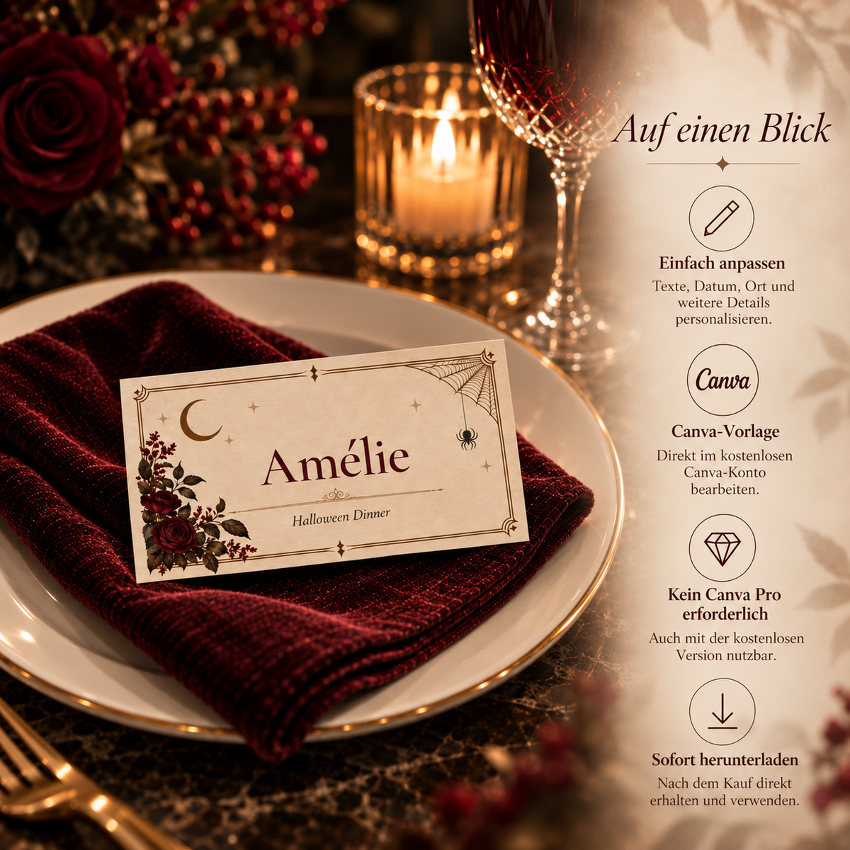 VESPER – Namenskarte | Canva Vorlage