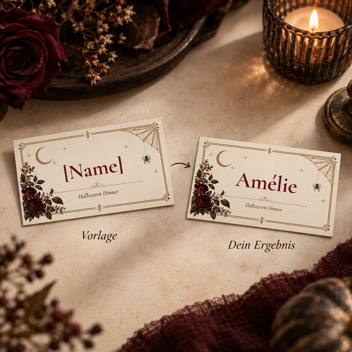 VESPER – Namenskarte | Canva Vorlage